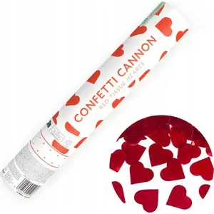 Confetti Cannon PartyDeco 28 cm with Red Heart-Shaped Confetti (model 643632)