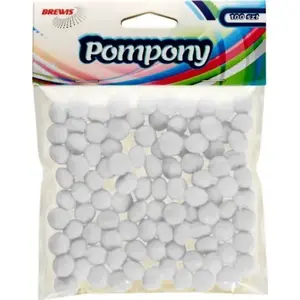 Pompony BREWIS POM17 1 cm white, pack of 100 – craft pom poms for hobbies and decorations