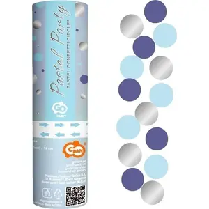 Confetti pneumatic rings 15 cm, GoDan — blue circular confetti for cannons