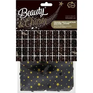 Door Curtain GoDan Kurtyna B&C metallic black with star pattern 100x200 cm