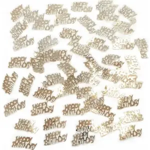 Metallic confetti UNIQUE 'Happy Birthday' silver — decorative party confetti, foil pieces for celebrations
