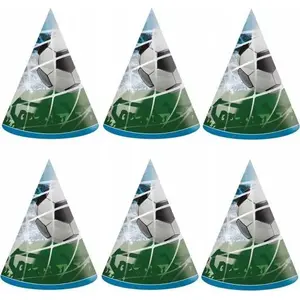 Paper Party Hats GoDan Czapeczki papierowe Soccer Fans 6 pcs — disposable paper cone hats