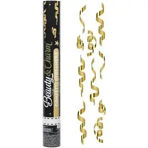 Confetti streamer cannon GoDan 40 cm — gold pneumatic crepe streamers