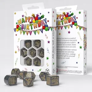 Dice set Q-Workshop Birthday Confetti – specialty tabletop dice for roleplaying and board games