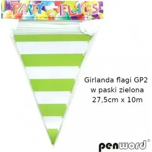 Bunting garland Penword GIRLANDA FLAGI GP2 W PASKI zielona 27.5 cm × 10 m