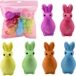 Декоративные пасхальные зайчики из пенопласта с блёстками, LEANToys, 6 шт.