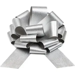 Decorative DIY Bow Slowmoose 30 cm silver — craft decoration for gifts and events
