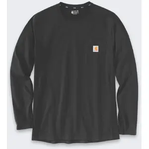 T-krekls Carhartt Force Midweight Pocket Black — vidēja svara funkcionāls T-krekls ar krūšu kabatu, īsām piedurknēm