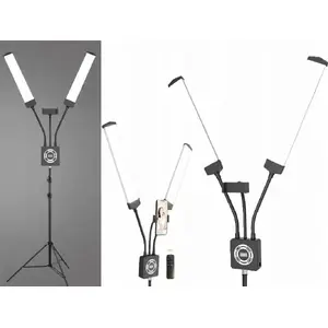 Divkārša lokana LED kosmētikas un foto/video lampa MichaelMarinelli SB9002 40W ar tālvadību, melna