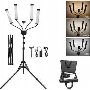 Elastīga četrkārša LED grima un foto/video lampa MichaelMarinelli M65 65W melna