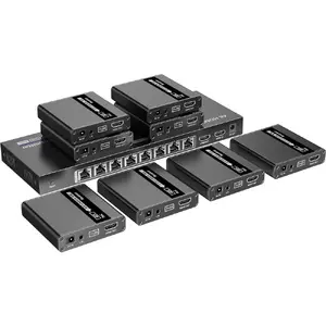 Пара передатчик/приёмник AV удлинитель TECHLY IDATA EX-HL81TYP — до 3840×2160, Cat6/Cat6a/Cat7, 12 В, передатчик 272×96.5×23 мм, приёмник 75×80×18 мм