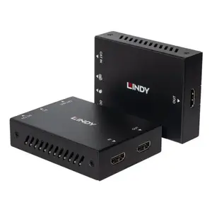 KVM extender Lindy 39350 — HDMI transmitter & receiver, wired, up to 100 m, USB K/M ports, 12 V 1 A power