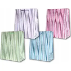 Gift bag Panorama PL-6 laminated medium size 76 stripes decorative handle