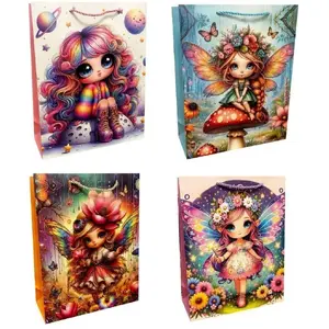 Gift bag (children) Jupiter L with fairy print, mixed design, size L