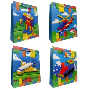 Gift Bag for Children Jupiter L 3D Building Blocks Mix — Size L, 3D Blocks Pattern