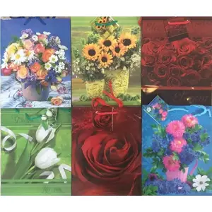 Gift bag Panorama PL-2 decorative laminated, floral mix, model 293323