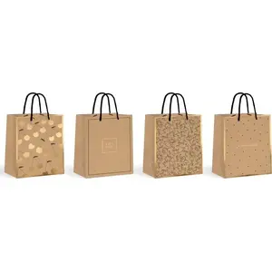 Paper shopping bag INTERDRUK Torba średnia Kraft Gold — medium kraft bag with gold finish