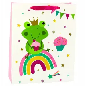 Gift Bag LEANToys 'Frog with Crown' Rainbow White-Pink 32×26×10 cm