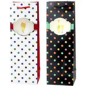Gift Bag for Wine Bottle Lean 35 x 12 x 9 cm, dotted pattern