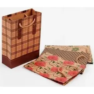 Paper gift bag FANDY small Craft with ornament pattern, mixed designs