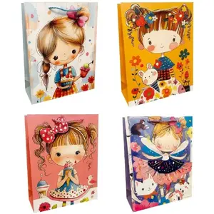 Gift bag Jupiter M for girls — assorted designs, medium size