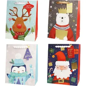 Gift bag Incood 26×32 cm holiday design with penguin, reindeer and bear