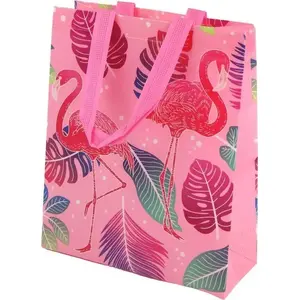 Gift Bag LEANToys Torba Prezentowa Flamingi Różowa 30.5×24.5×10 cm