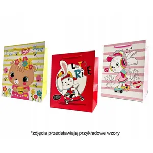 Gift bag Jupiter JP 4645A SD25, decorative paper tote 26×32×25 cm, wide base, assorted designs, single piece