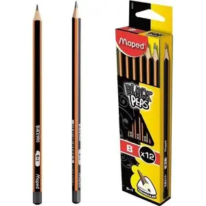 Pencil Maped Blackpeps B — pack of 12 graphite pencils, B grade, wood-cased