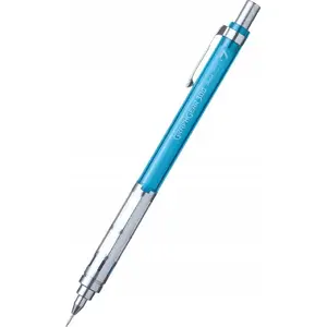 Mehāniskais zīmulis PENTEL GraphGear 300 0.7 mm zils PG317-TSX — metāla satvēriens, ievilkts gals
