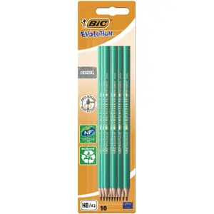 Graphite pencil BIC Evolution Original — wooden barrel, green, pack of 10, blister