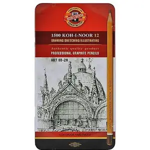 Grafīta zīmuļu komplekts KOH-I-NOOR 1502/II diapazons 8B–2H, 12 gab. (modelis 146809)