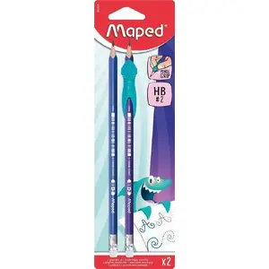 Pencil with Eraser Maped Kidy Learn HB, pack of 2 — graphite HB, built-in eraser