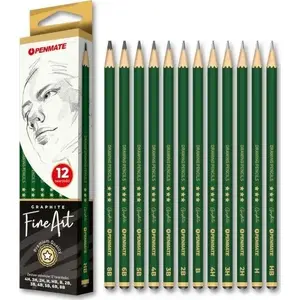 Grafīta zīmulu komplekts Tadeo Trading PENMATE fine art AF612TT — 12 cietības pakāpju 4H–8B