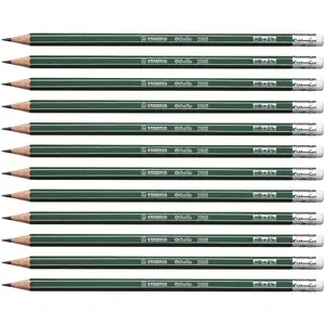 Zīmulis Stabilo Othello HB koka sešstūra forma, rievs 3 mm, iepakojumā 12, zaļš