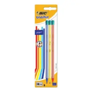 Grafīta zīmulis BIC 8902781 HB, apaļa forma, daudzkrāsains korpuss, 3 gab. iep.