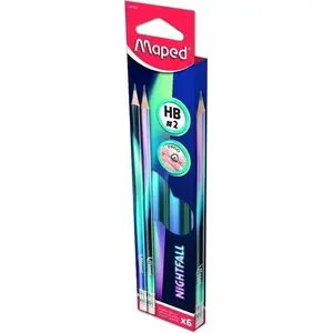 Pencil with Eraser Maped Nightfall HB — pack of 6