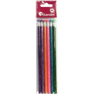 Colored glitter pencils with eraser Titanum HB, pack of 6