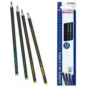 Triangle pencil with eraser Penmate 12 pcs — model 284250, star pattern