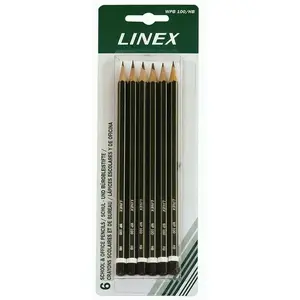 Набор карандашей Linex HB, 6 шт., графитовые пишущие карандаши