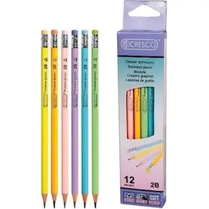 Trīsstūra zīmulis ar dzēšamrīku 2B Cresco Pastel — 12 gab.