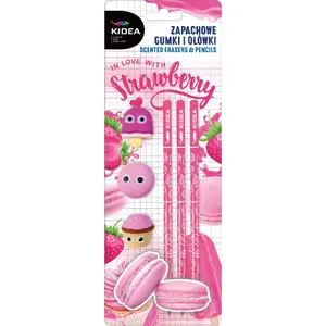 Derform zīmuļu komplekts HB ar dzēšamo gumiju un zemeņu aromātu, 6 gab.