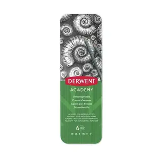 Pencil set DELOCK Derwent Academy Sketching Pencils Wallet of 6 — grey sketching pencils, multicolour wallet, adult