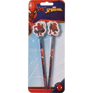 Pencils with eraser toppers SPIDERMAN 2-pack — themed wooden pencils with character erasers