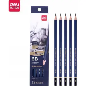 Sketching Pencils DELI Nuevo set – 12 pcs, grade 6B, professional drawing pencils