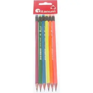 Neona zīmulis ar dzēšgali Titanum TITA5007, komplekts 6 gab. (345175)