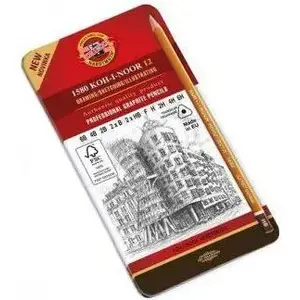 Grafīta zīmuli komplekts KOH-I-NOOR 1582 — 6B–6H klāsts, 12 gab. (MPN 220995)