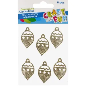 Decorative Stickers Craft with Fun CFBN373 — glitter gold ornament stickers, set of 6