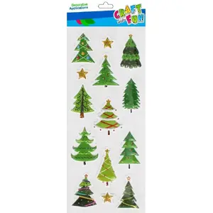 Puffy Christmas Tree Stickers set, Craft with Fun CFBN425 — 14 pieces, self-adhesive foam decorations