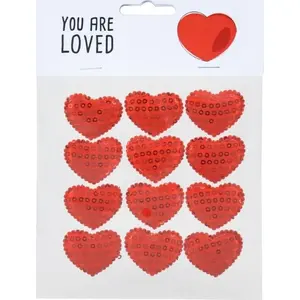 Sequin heart stickers Arpex – pack of 12 decorative heart-shaped sequin stickers